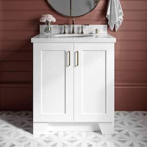 Taylor 31 in. W x 22 in. D x 36 in. H Freestanding Bath Vanity in White with Carrara White Marble Top