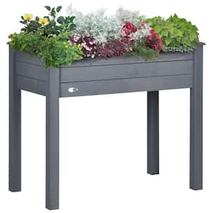 Dark Gray 34 in. Raised Garden Bed with Holes for Vegetables