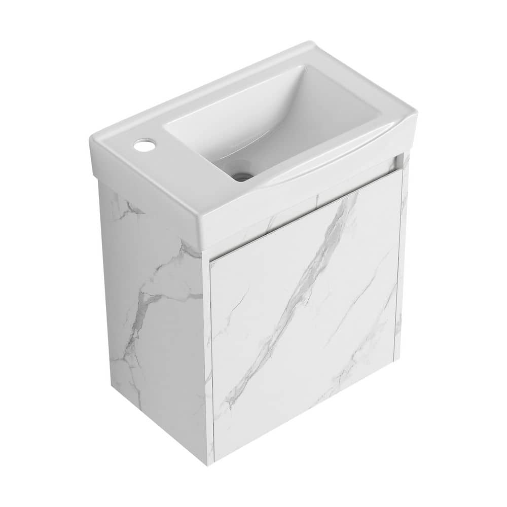 19.69 in. x 11.88 in. D x 22.44 in. H Floating Bath Vanity in White with White Ceramic Top and Sink price history on PriceWatchPro