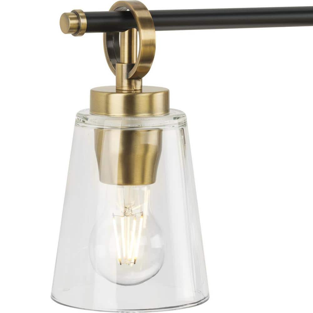 Cassell 4-Light Black and Brass Vanity Fixture with Clear Glass Shades