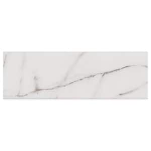 Glossy Carrara White 4 in. x 12 in. Subway Gloss Ceramic Wall Tile (9.687 sq. ft./Case)