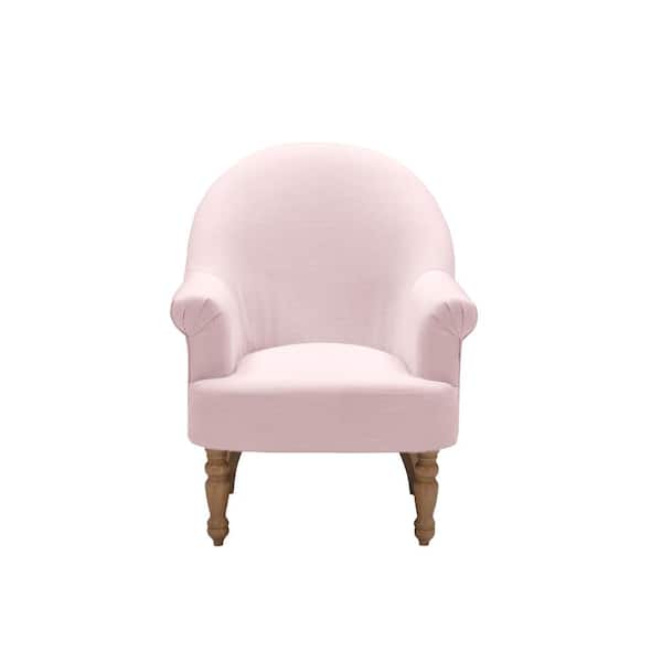 Rustic Manor Ariela Pink Upholstered Linen Accent Arm Chair With Curved Back