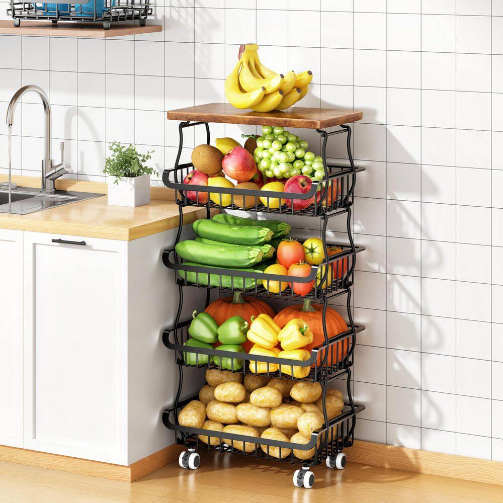 Esepony 5-Tier Metal Fruit and Vegetable Storage Basket with