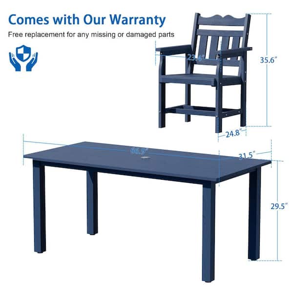 SANLUCE All-Weather 7-Piece HIPS Plastic Outdoor Dining Table and