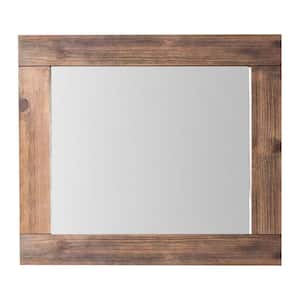 Janeiro 42 in. x 37 in. Rustic Square Shape Natural Tone Finish Wooden Framed Transitional Style Decorative Mirror