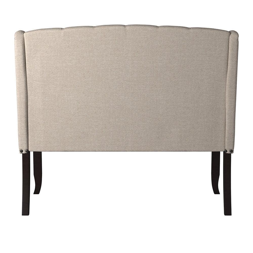 Elegant Transitional 48" White Linen-Like Love Seat Bench