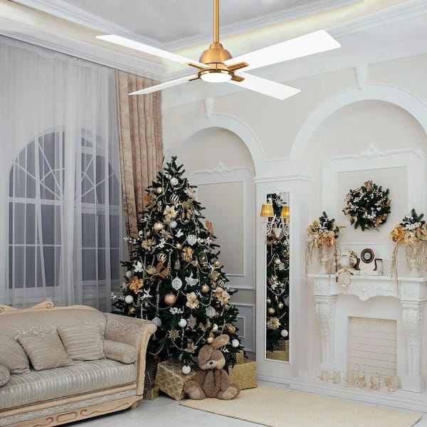Parrot Uncle 48 in. Indoor Integrated LED Gold Ceiling Fan with