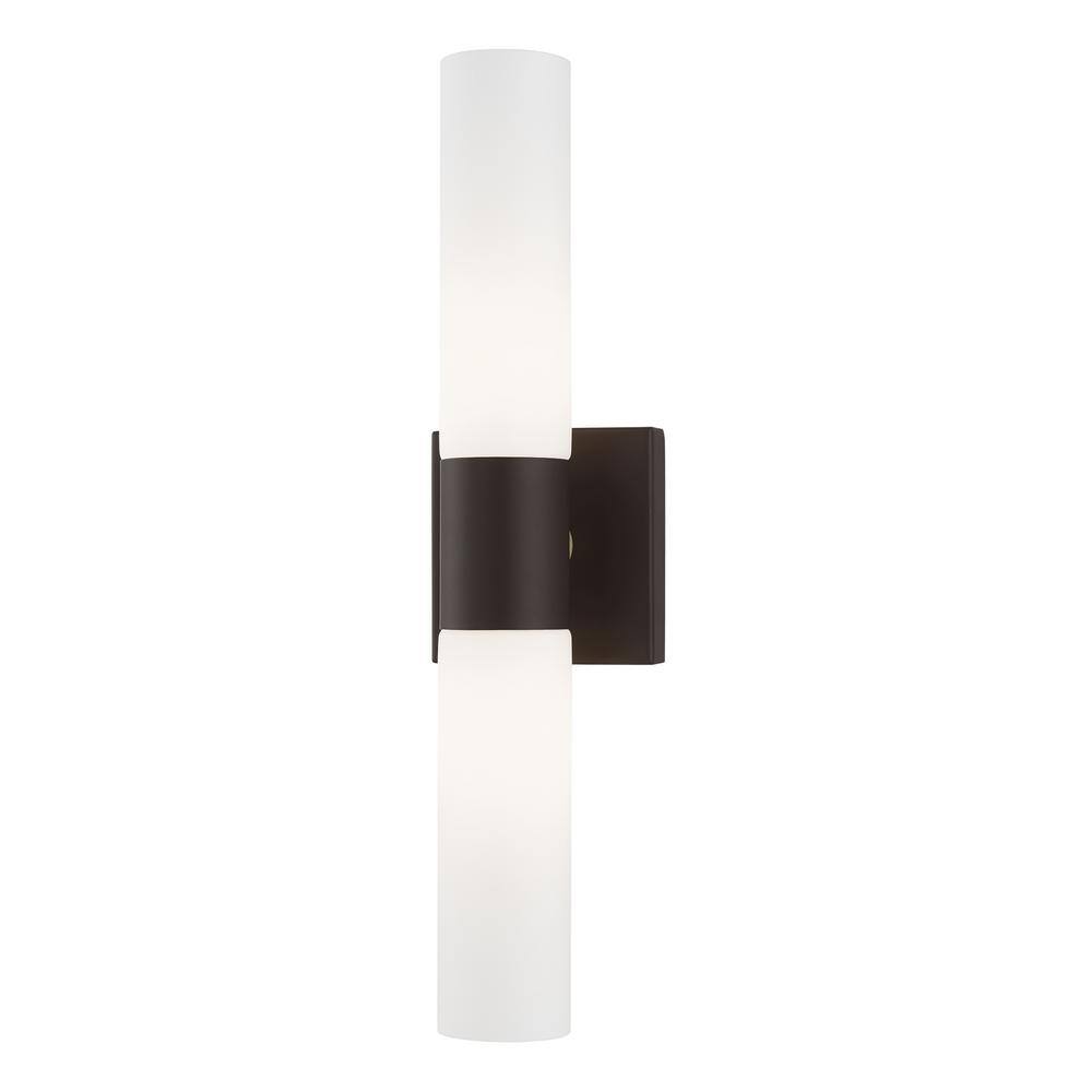 Bronze 17.75" Steel Vanity Light with Opal Glass