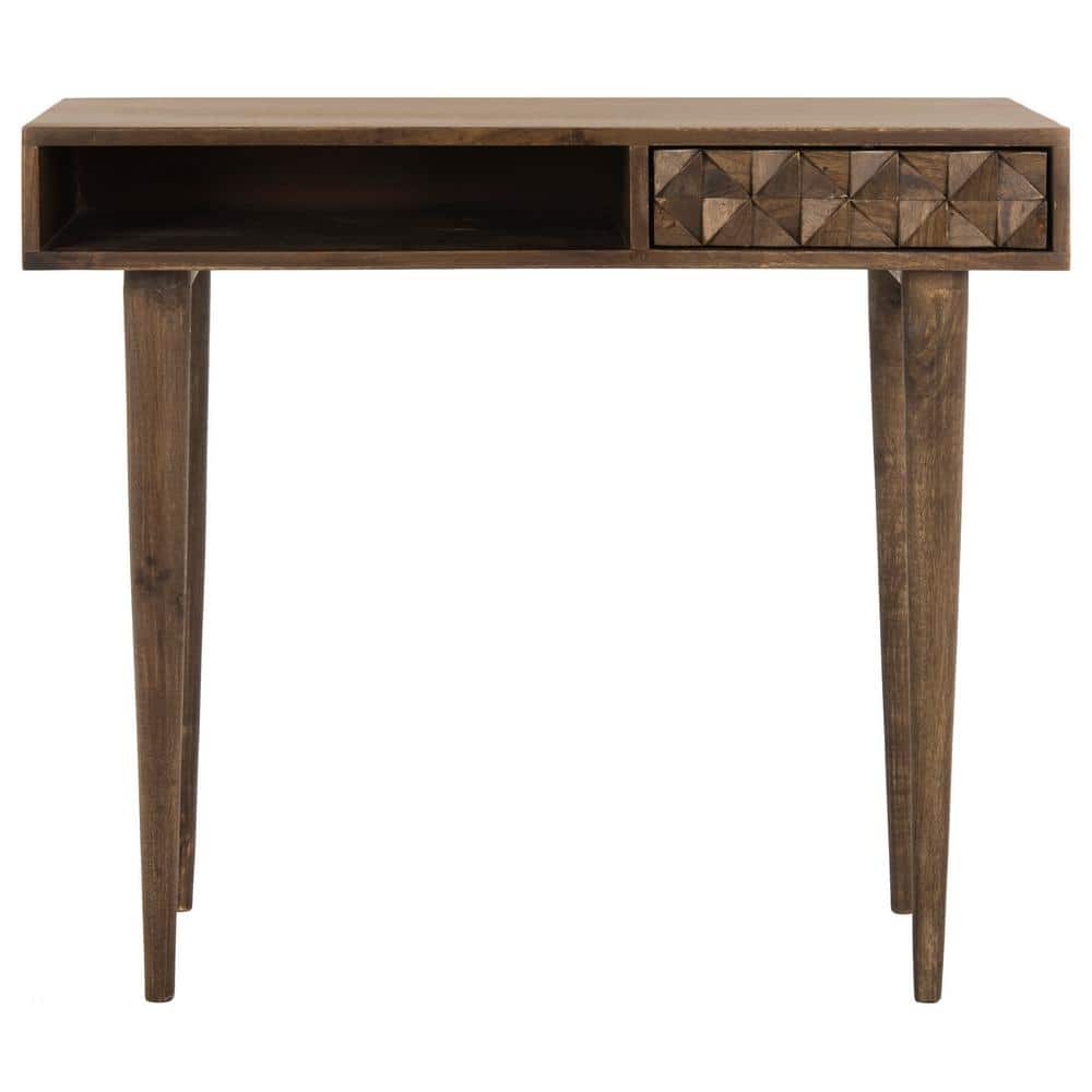 Transitional Walnut Wood Home Office Desk with Drawer