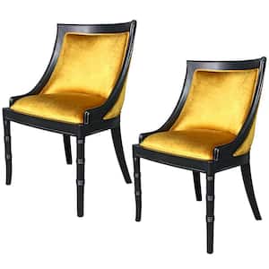 Emperor Caesar Neoclassical Black Mahogany Swing Back Side Chairs (Set of 2)