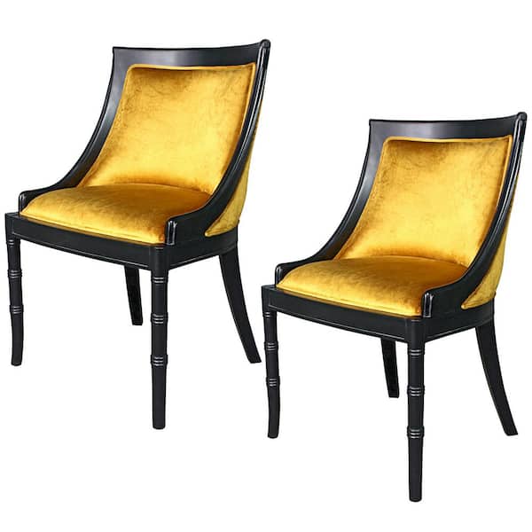Design Toscano Emperor Caesar Neoclassical Black Mahogany Swing Back Side Chairs (Set of 2)