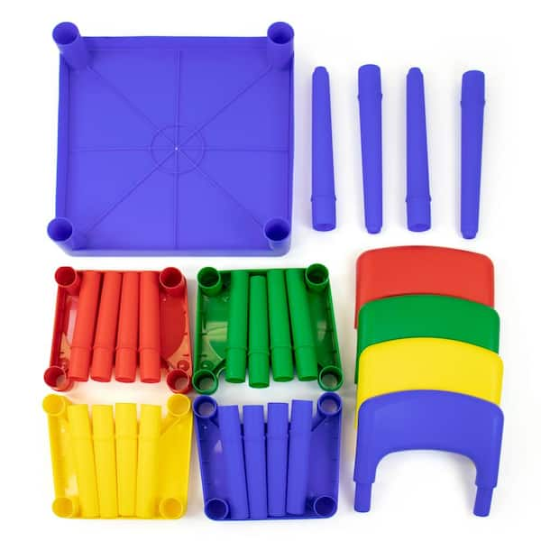 Tot Tutors Kids Plastic Table and 4 Chairs Set Primary Colors