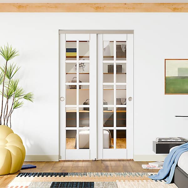 TENONER 48 in. x 80 in. White Solid Core MDF Painted Double 10