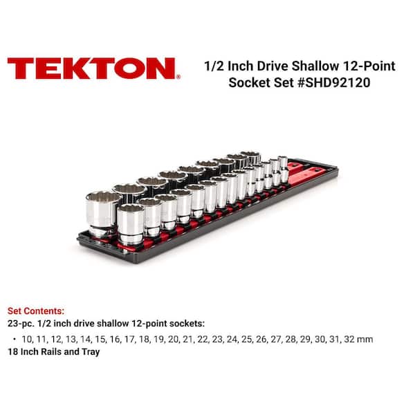 1/2 in. Drive 12-Point Socket Set with Rails (10 mm-32 mm) (23-Piece)