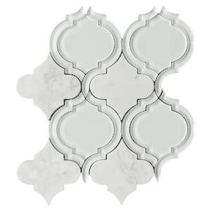 Luxury Collection White 9.93 in. x 11.82 in. Arabesque Polished Multi-Surface Mosaic Tile (8.2 sq. ft./Case)