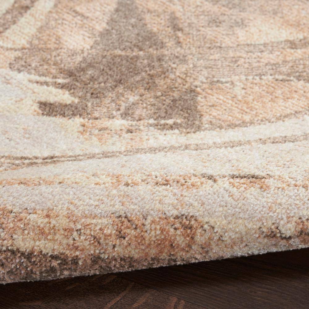 Beige Abstract Synthetic Flat Woven Runner Rug 2'2" x 8'
