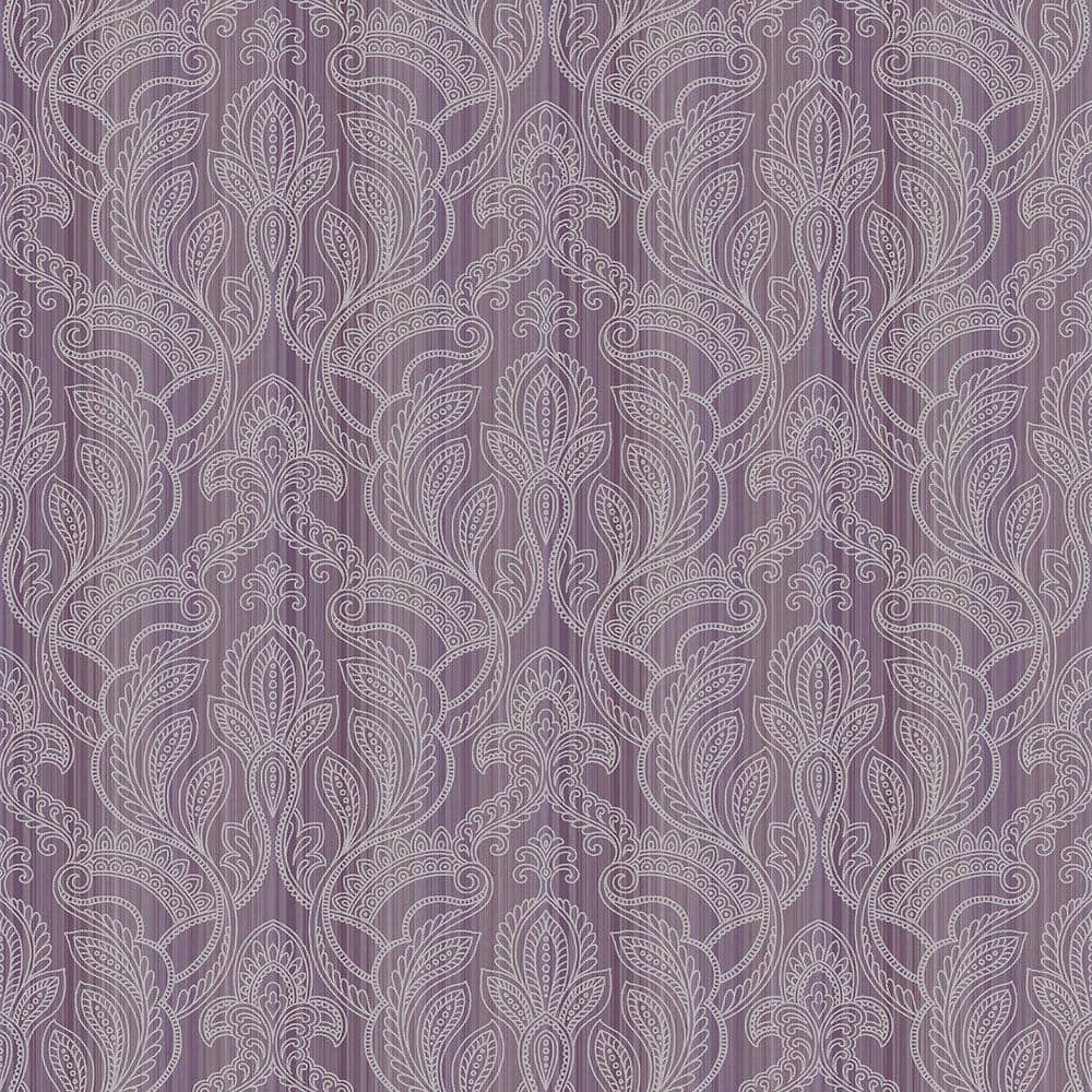 Nordic Elements Purple Embossed Paisley Stripe Metallic Finish Non-Pasted N