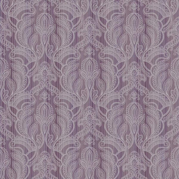 Unbranded Nordic Elements Purple Embossed Paisley Stripe Metallic Finish Non-Pasted Non-Woven Wallpaper Sample