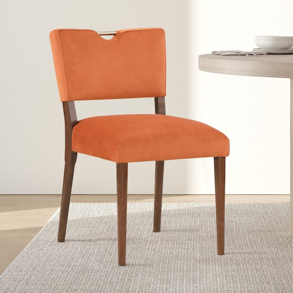 Bonito Burnt Orange Velvet Upholstered Dining Chair Set of 2