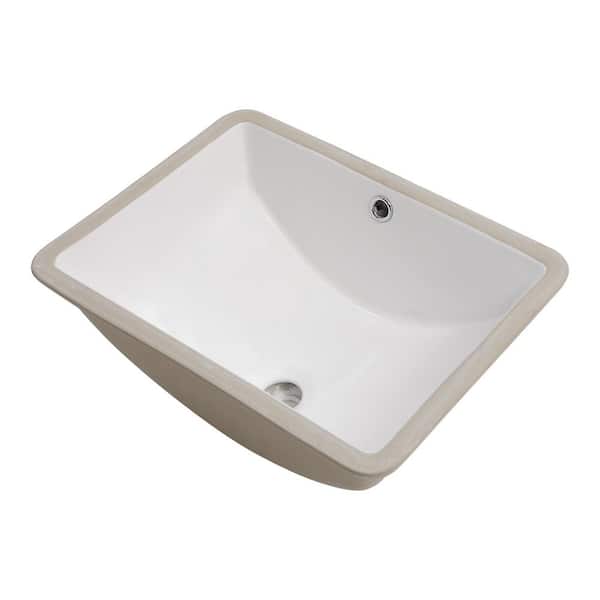 18 in. Ceramic Undermount Bathroom Vessel Sink in White