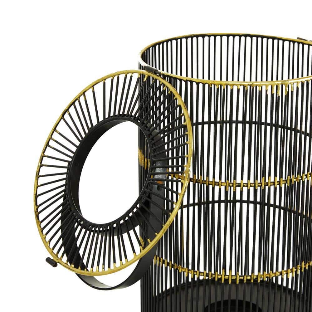 Black and Gold Metal Hanging Candle Lantern Set