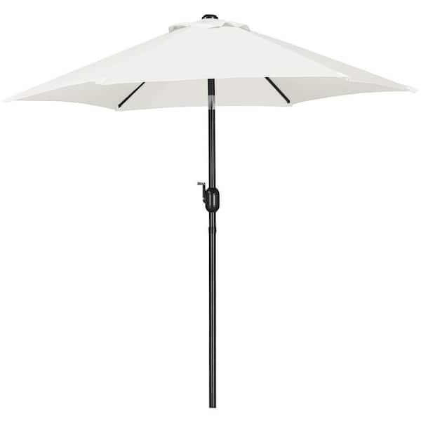 Yaheetech 7.5 ft. 6 Ribs Push Button Tilt and Crank Patio Market Umbrella for Garden in Cream