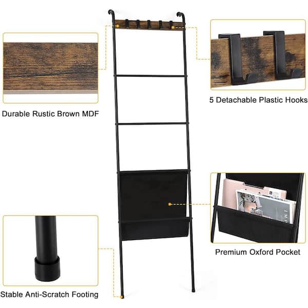 Oumilen Blanket Ladder Holder Farmhouse Decorative Ladder with