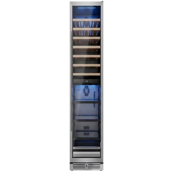 24 in. Dual Zone 77-Bottle and 182-Can Beverage and Wine Cooler Fridge Beverage Refrigerator in Stainless Steel