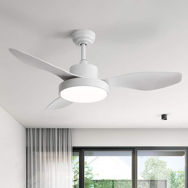 Sofucor 48 in. Modern Indoor Dimmable White Ceiling Fan with Integrated LED and 6-Speed DC Motor Remote Control