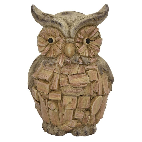 THREE HANDS 10 in. x 9 in. x 15 in. Garden Owl in brown Resin/Magnesium