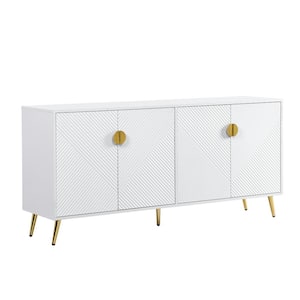 63.00 in. W x 15.70 in. D x 29.50 in. H White Linen Cabinet with Shelves