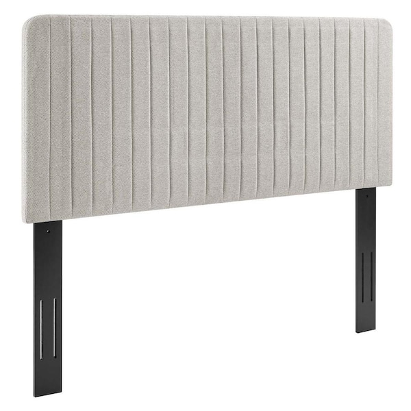 MODWAY Milenna Oatmeal Channel Tufted Upholstered Fabric King/California King Headboard