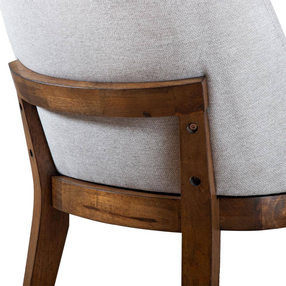 White Upholstered Solid Wood Low Side Chair Set