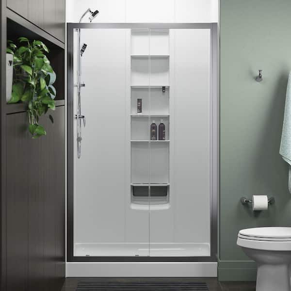 STERLING Whiston 48 in. x 74.875 in. Frameless Sliding Shower Door in Silver with Handle
