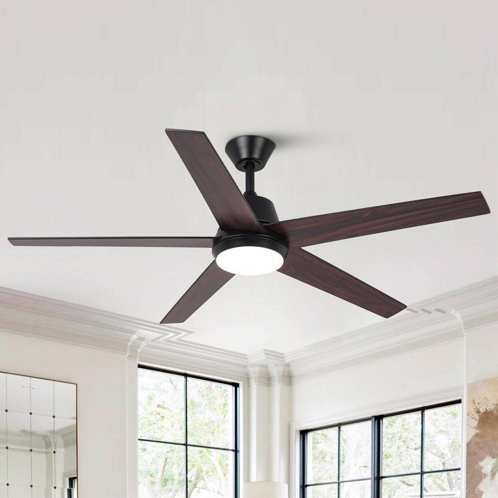 52 in. Integrated LED Indoor Matte Black Ceiling Fan with Light and Remote Control Included price history on PriceWatchPro