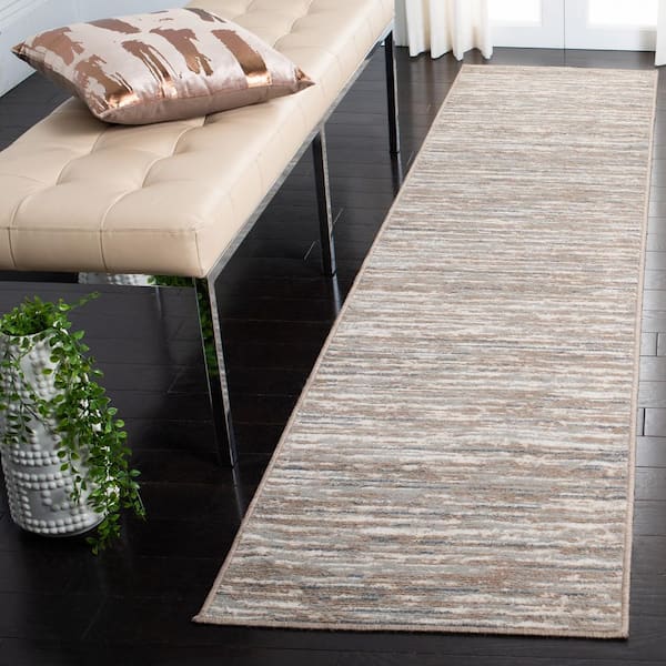 Pyramid 2 ft. x 8 ft. Gray/Ivory Striped Marle Runner Rug