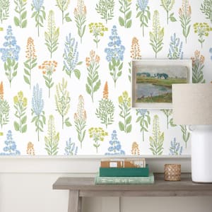 Botanical Floral Multi Blue with White Non-Pasted Wallpaper Continuous Roll (Covers approximately 52 sq. ft.)