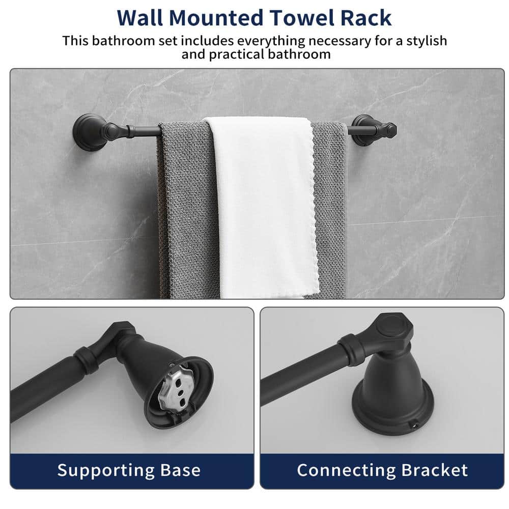 Black Stainless Steel 24-Inch 4-Piece Bathroom Hardware Set
