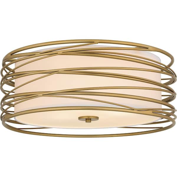 Quoizel Spiral 20 in. 3-Light-Light Gold Semi-Flush Mount