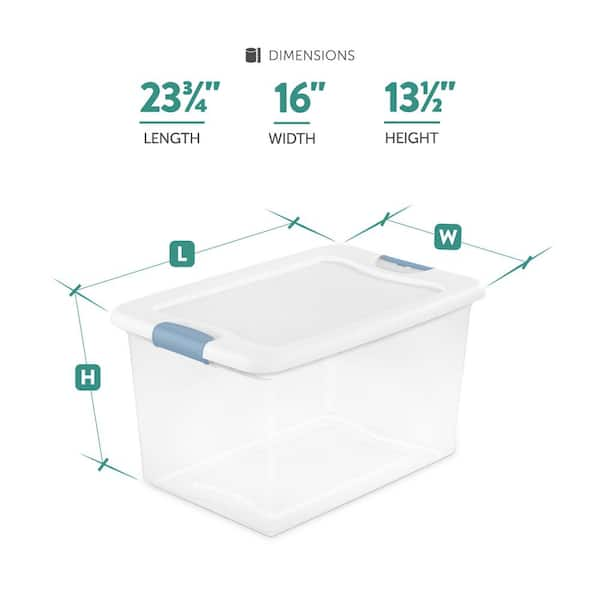 Sterilite 64 qt. Plastic Latching Storage Box Containers in Clear 