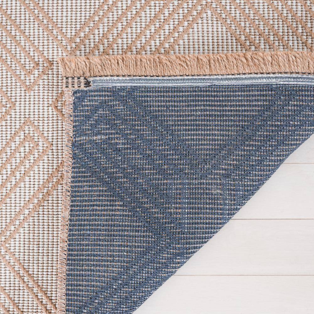 Ivory and Natural Geometric Flat Woven Area Rug
