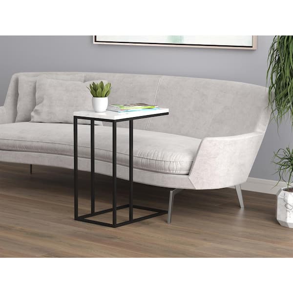 Accent Table Marble Black Metal C-Shaped 19L