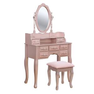 Harriet Rose Gold Vanity Table with Drawers 30 in. x 48 in. x 31.75 in.