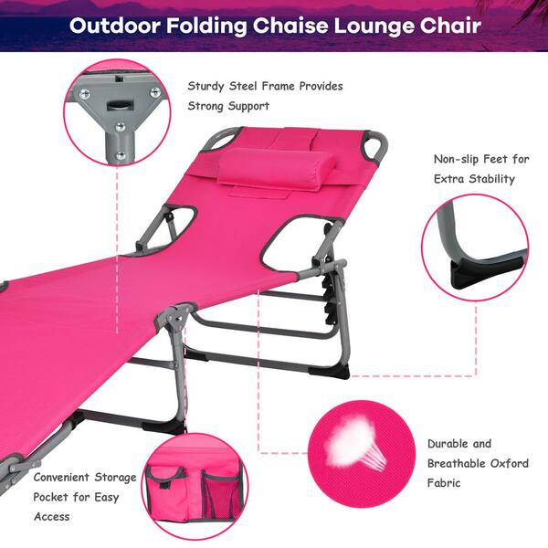 Costway Metal Beach Outdoor Lounge Chair Folding Chaise