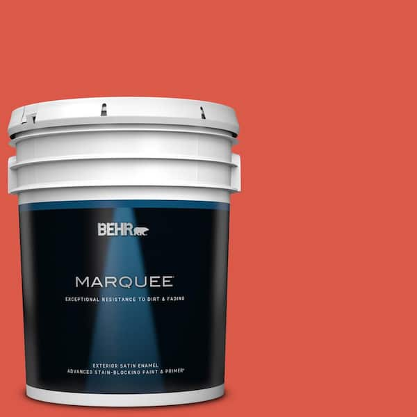 BEHR MARQUEE 5 gal. #180B-6 Fiery Red Satin Enamel Exterior Paint & Primer