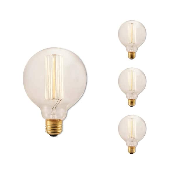 Bulbrite 40-Watt Amber Light G30 (E26) Medium Screw Base Dimmable Antique Incandescent Light Bulb, 2200K (4-Pack)
