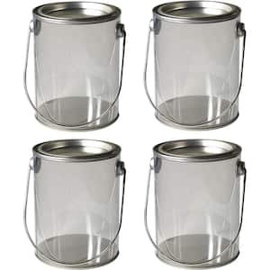 1 Quart Clear Plastic Paint Bucket, Paint Can with Lid and Handle(Set of 4)