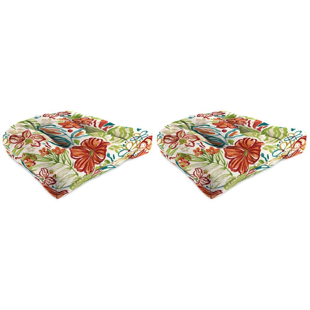 18 in. L x 18 in. W x 4 in. T Outdoor Square Wicker Seat Cushion in Valeda Breeze (2-Pack) price history on PriceWatchPro