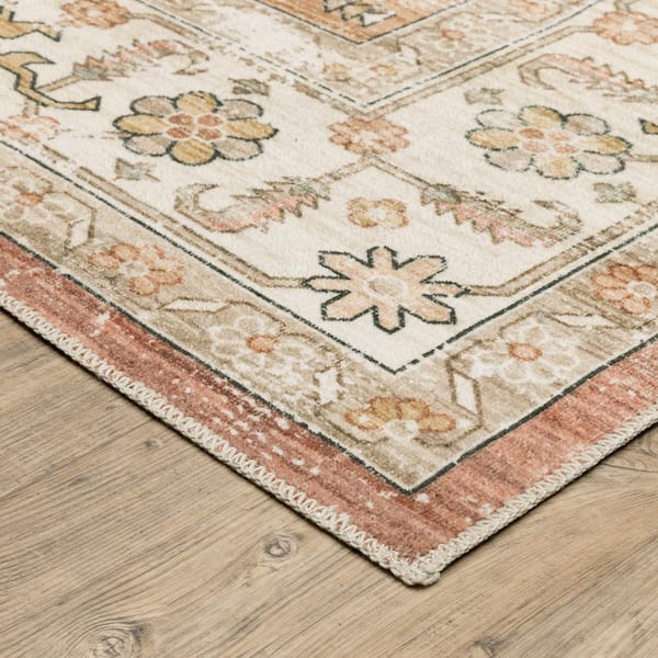 Home Decorators Collection Harmony Sand 2 ft. x 7 ft. Indoor Machine Washable Runner Rug, Brown