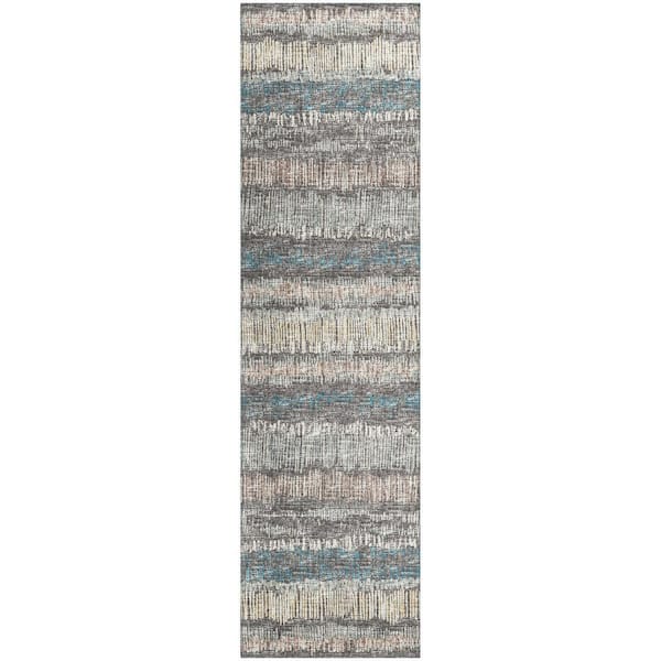 Rylee Grey 2 ft. 3 in. x 7 ft. 6 in. Geometric Indoor/Outdoor Area Rug